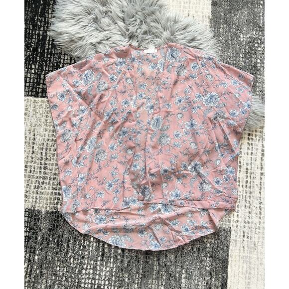 Emory Park Pink Floral Caley Open Front Woven Shawl Size Small - Picture 2 of 4